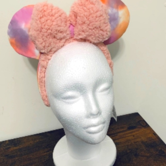 Disney Parks Fuzzy Sharpa Pink Tie Dye Minnie Mouse Ears Headband 2022 - Picture 2 of 5